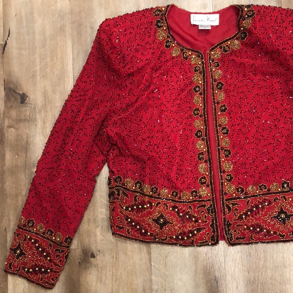 Vintage Lawrence Kazer Beaded Silk Crop Jacket - Picture 4 of 16